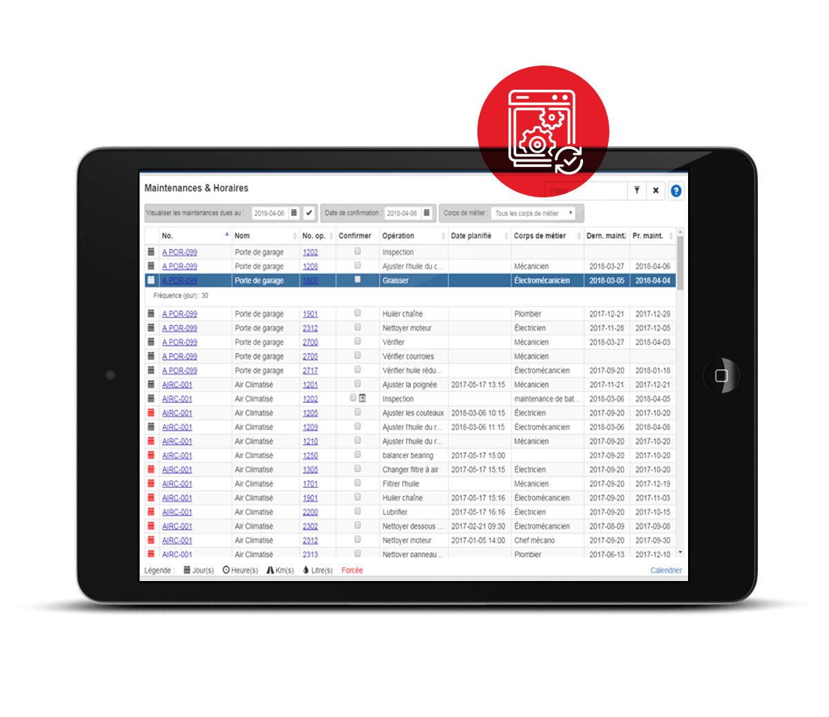 La fonctionnalité "Maintenances et horaires" pour la maintenance préventive sur le GMAO Maintenance Directe.